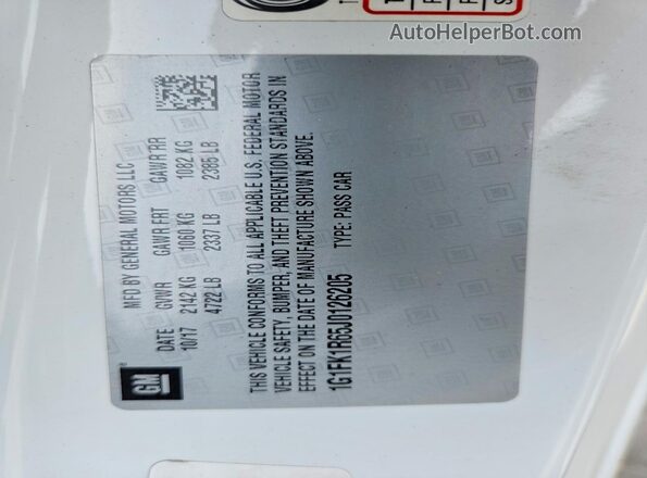 1G1FK1R65J0126205 2018 CHEVROLET CAMARO White 