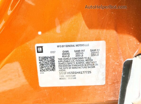 1G1FX6S01H4177725 2017 CHEVROLET BOLT Orange Շարժիչի բաժամունքի տեսք