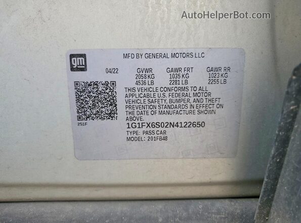 1G1FX6S02N4122650 2022 CHEVROLET BOLT Серебряный Панорамный вид салона 360°