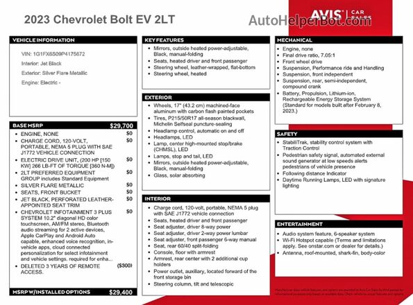 1G1FX6S09P4175672 2023 CHEVROLET BOLT Silver 