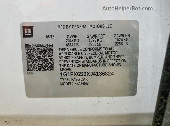 1G1FX6S0XJ4136824 2018 CHEVROLET BOLT White Engine compartment view