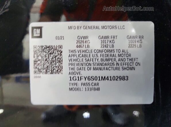 1G1FY6S01M4102983 2021 CHEVROLET BOLT Black Widok komory silnika