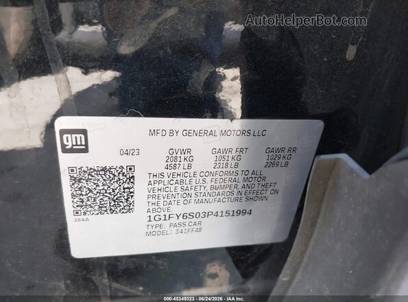 1G1FY6S03P4151994 2023 CHEVROLET BOLT Black Вид підкапотного простору
