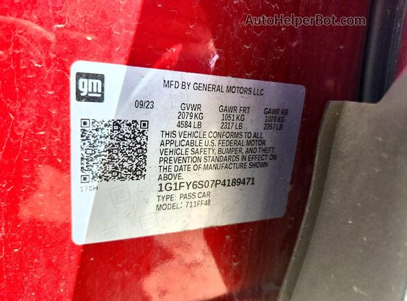1G1FY6S07P4189471 2023 CHEVROLET BOLT Red Engine compartment view