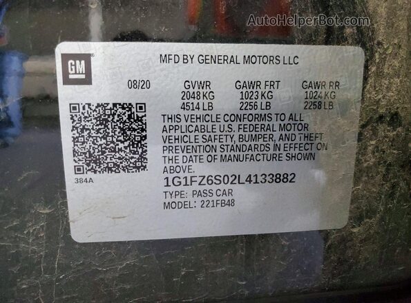 1G1FZ6S02L4133882 2020 CHEVROLET BOLT Black ძრავის განყოფილების ხედი