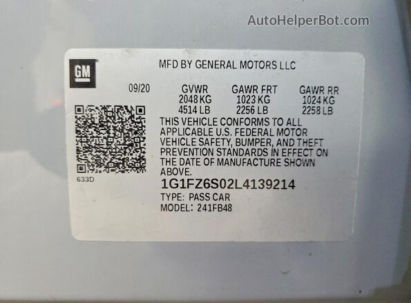 1G1FZ6S02L4139214 2020 CHEVROLET BOLT Gray Engine compartment view