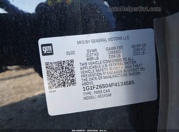 1G1FZ6S04P4134585 2023 CHEVROLET BOLT Black Вид підкапотного простору