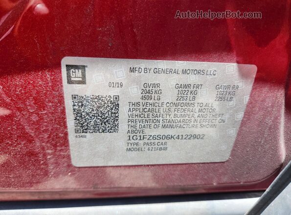 1G1FZ6S06K4122902 2019 CHEVROLET BOLT Red Widok komory silnika