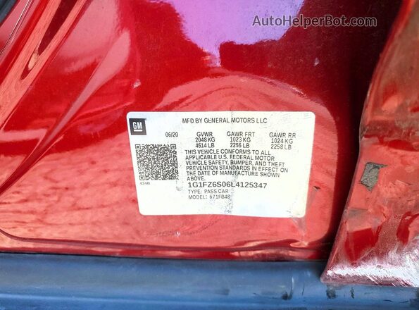 1G1FZ6S06L4125347 2020 CHEVROLET BOLT Красный 