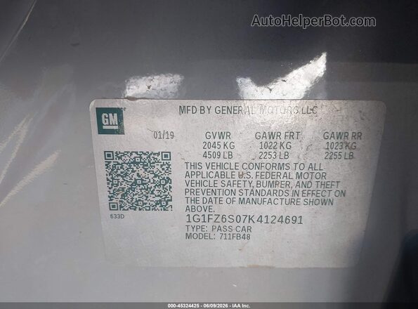 1G1FZ6S07K4124691 2019 CHEVROLET BOLT Silver Engine compartment view