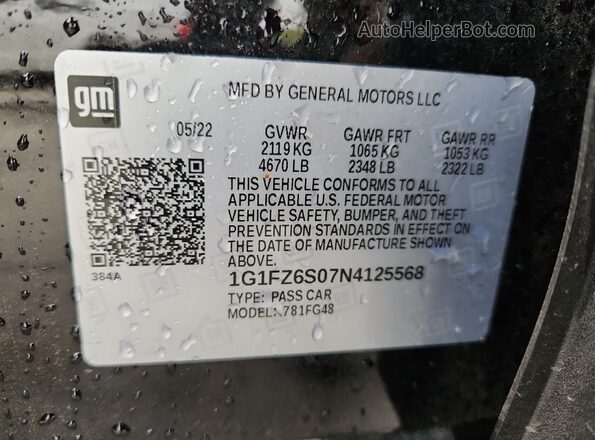 1G1FZ6S07N4125568 2022 CHEVROLET BOLT Black VIN sticker view