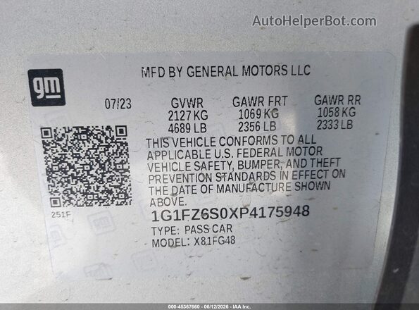 1G1FZ6S0XP4175948 2023 CHEVROLET BOLT White Вид підкапотного простору