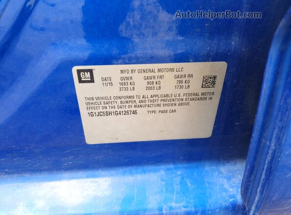 1G1JC5SH1G4126746 2016 CHEVROLET SONIC Blue 