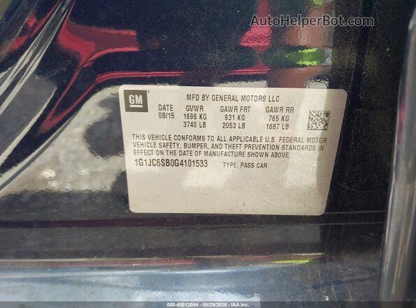 1G1JC6SB0G4101533 2016 CHEVROLET SONIC Dark Blue Vista del compartimento del motor