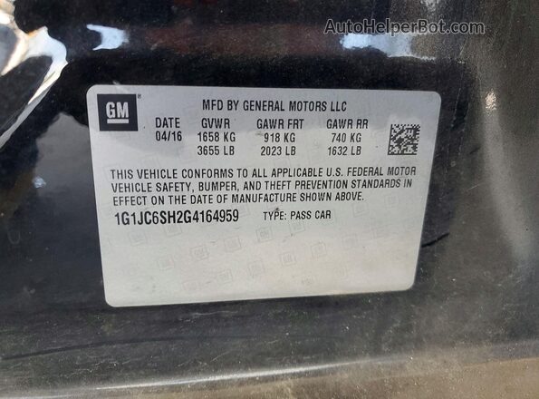 1G1JC6SH2G4164959 2016 CHEVROLET SONIC Black 