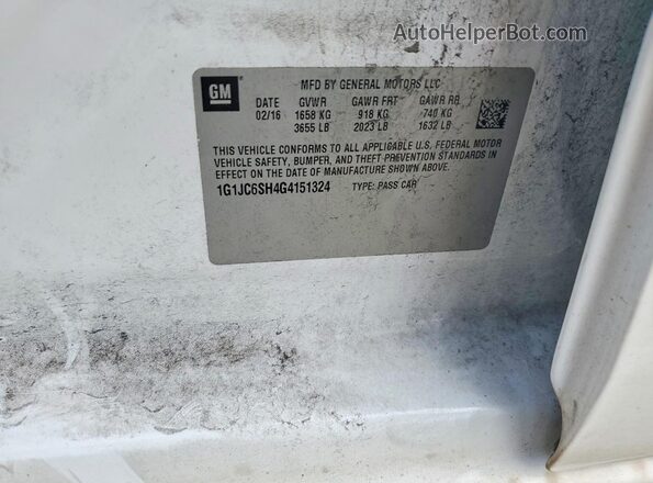 1G1JC6SH4G4151324 2016 CHEVROLET SONIC White Շարժիչի բաժամունքի տեսք
