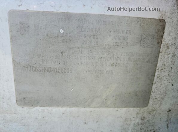 1G1JC6SH9G4155658 2016 CHEVROLET SONIC White ძრავის განყოფილების ხედი