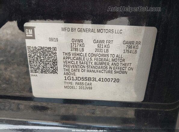 1G1JD5SB3L4100720 2020 CHEVROLET SONIC Черный Вид подкапотного пространства