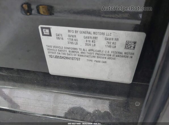1G1JD5SH2H4107797 2017 CHEVROLET SONIC Black Շարժիչի բաժամունքի տեսք