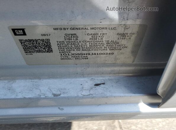 1G1JD5SH9J4100349 2018 CHEVROLET SONIC Синий Вид подкапотного пространства
