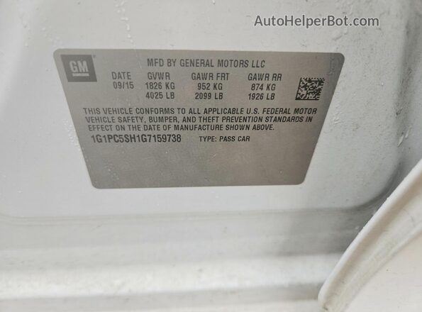 1G1PC5SH1G7159738 2016 CHEVROLET CRUZE White Вид підкапотного простору