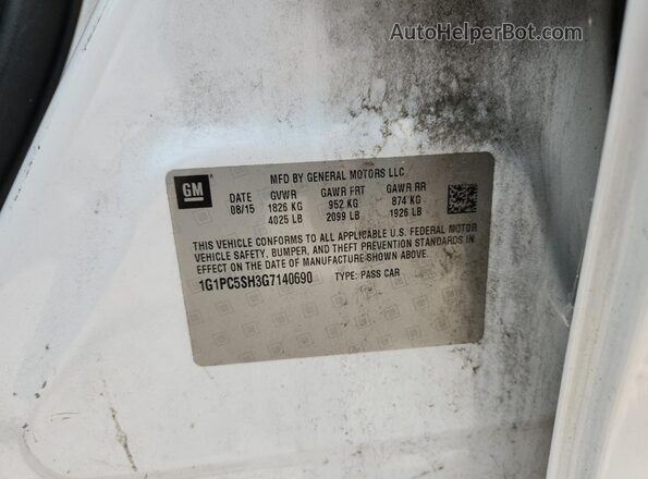 1G1PC5SH3G7140690 2016 CHEVROLET CRUZE White 