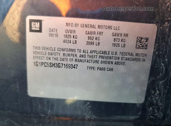 1G1PC5SH3G7169347 2016 CHEVROLET CRUZE Синий 