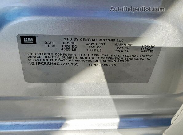 1G1PC5SH4G7219155 2016 CHEVROLET CRUZE Silver ძრავის განყოფილების ხედი