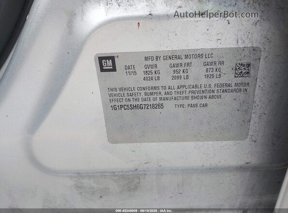 1G1PC5SH6G7218265 2016 CHEVROLET CRUZE Silver Widok komory silnika