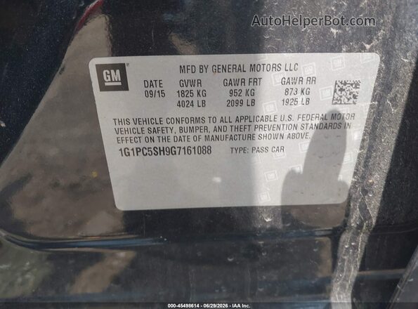1G1PC5SH9G7161088 2016 CHEVROLET CRUZE Black Вид підкапотного простору