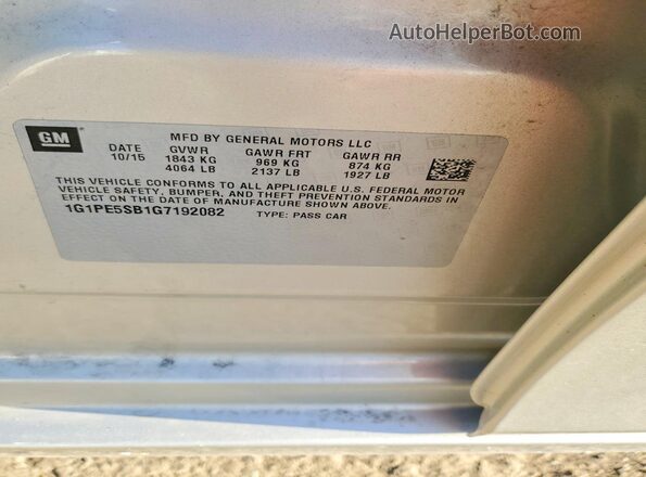 1G1PE5SB1G7192082 2016 CHEVROLET CRUZE Золотой 