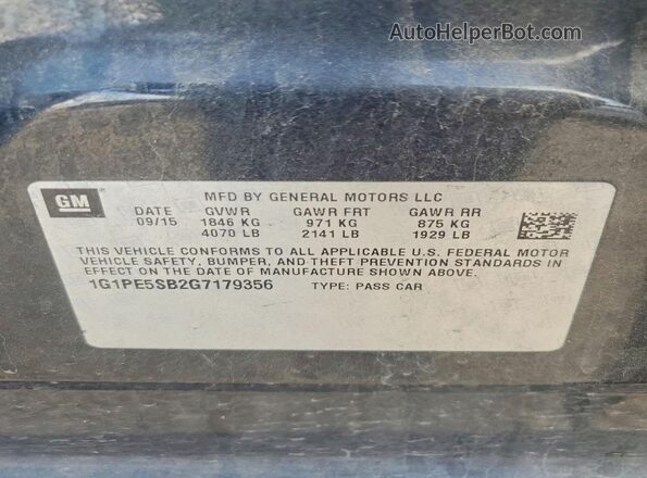 1G1PE5SB2G7179356 2016 CHEVROLET CRUZE Black Շարժիչի բաժամունքի տեսք