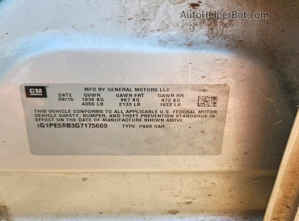 1G1PE5SB3G7175669 2016 CHEVROLET CRUZE Silver ძრავის განყოფილების ხედი
