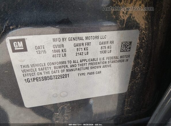 1G1PE5SB5G7229201 2016 CHEVROLET CRUZE Maroon ძრავის განყოფილების ხედი