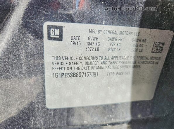 1G1PE5SB8G7167891 2016 CHEVROLET CRUZE Черный Вид задней части салона