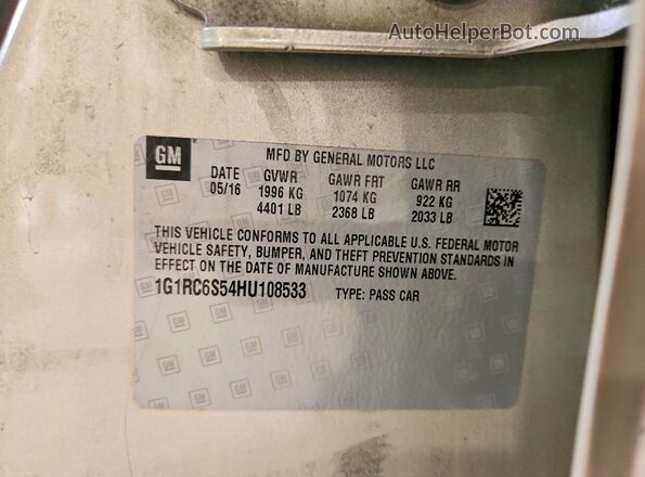 1G1RC6S54HU108533 2017 CHEVROLET VOLT Green 