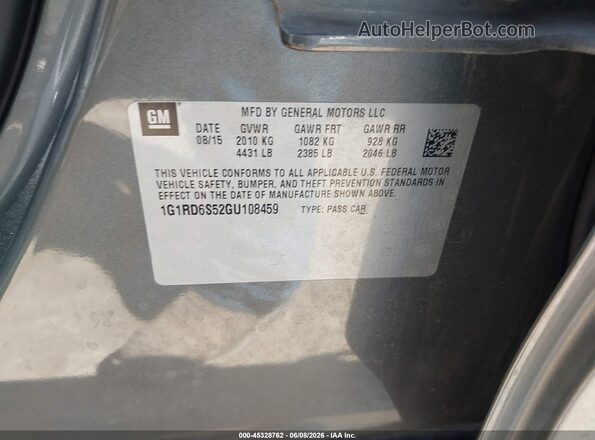 1G1RD6S52GU108459 2016 CHEVROLET VOLT Gray 