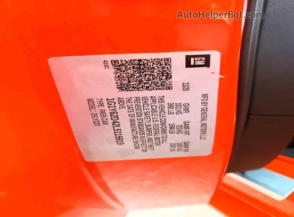 1G1Y62D42L5115919 2020 CHEVROLET CORVETTE Orange 