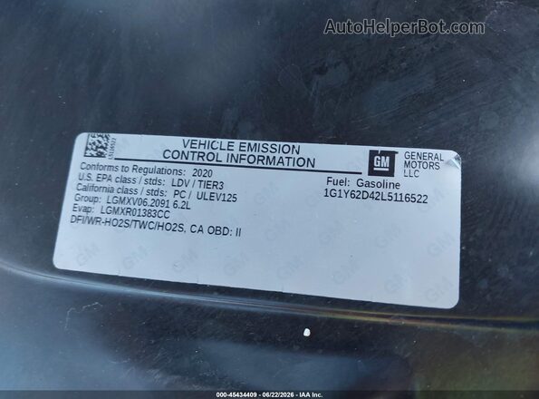 1G1Y62D42L5116522 2020 CHEVROLET CORVETTE Red Вид задньої частини салону