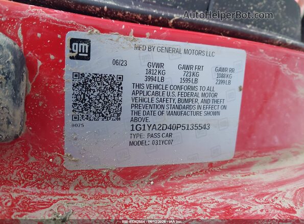 1G1YA2D40P5135543 2023 CHEVROLET CORVETTE Red Вид підкапотного простору