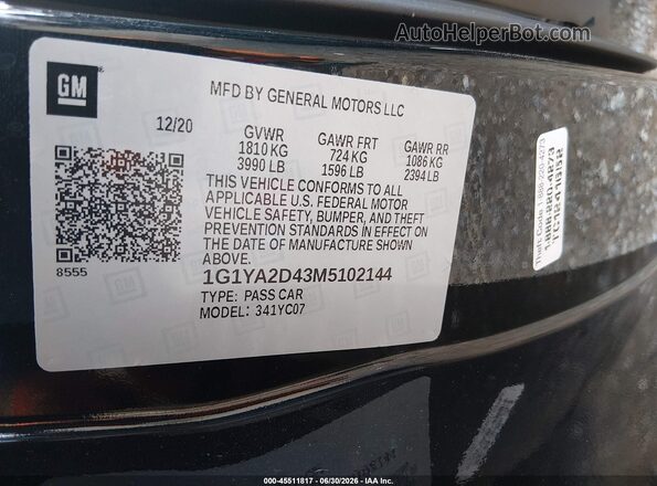 1G1YA2D43M5102144 2021 CHEVROLET CORVETTE Black ძრავის განყოფილების ხედი