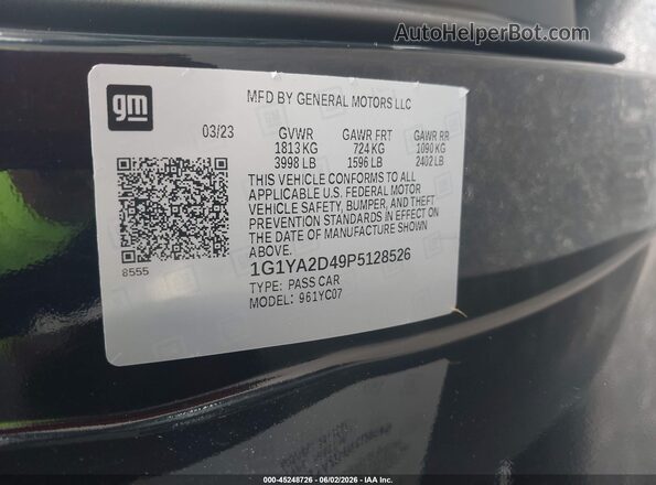 1G1YA2D49P5128526 2023 CHEVROLET CORVETTE Black Vista del compartimento del motor