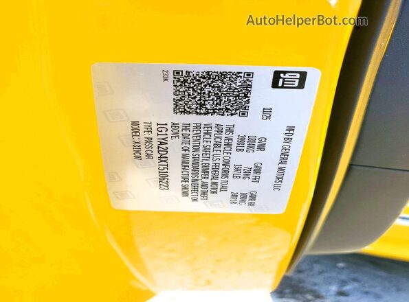 1G1YA2D4XT5106223 2026 CHEVROLET CORVETTE Yellow ძრავის განყოფილების ხედი