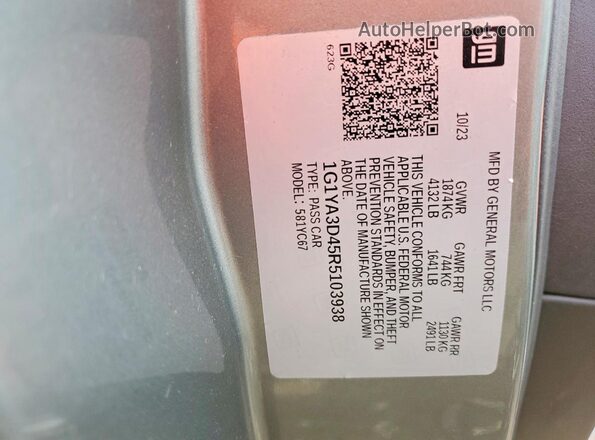 1G1YA3D45R5103938 2024 CHEVROLET CORVETTE Серый Вид наклейки с VIN-кодом