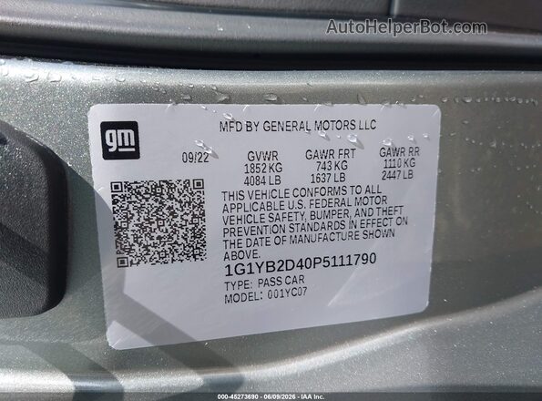 1G1YB2D40P5111790 2023 CHEVROLET CORVETTE Gray Widok komory silnika