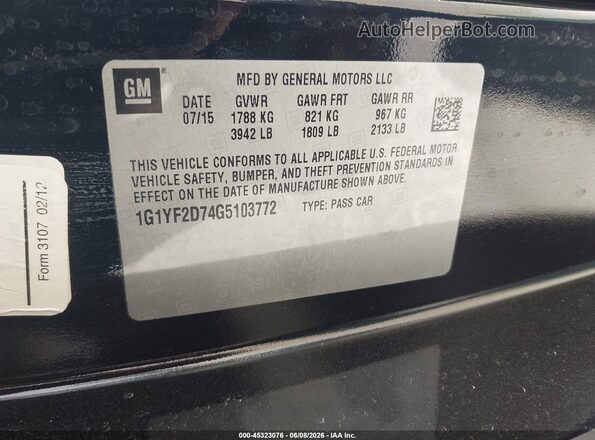 1G1YF2D74G5103772 2016 CHEVROLET CORVETTE Black Vista del compartimento del motor
