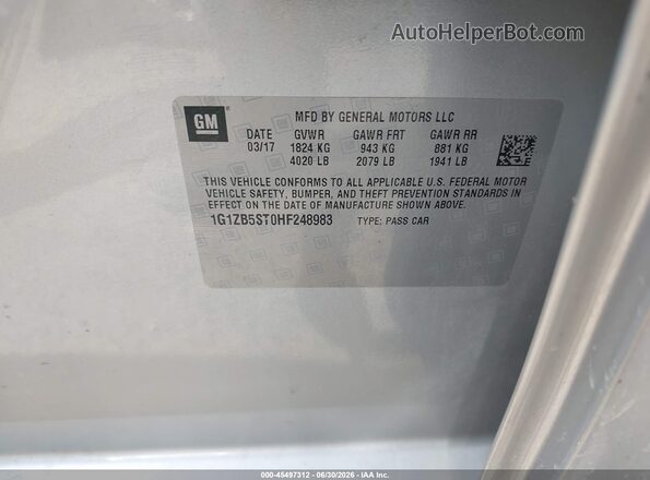 1G1ZB5ST0HF248983 2017 CHEVROLET MALIBU Silver Widok komory silnika