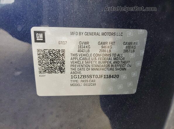 1G1ZB5ST0JF118420 2018 CHEVROLET MALIBU Blue 