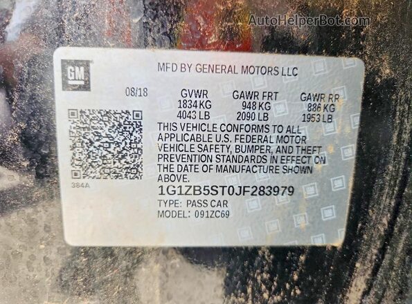 1G1ZB5ST0JF283979 2018 CHEVROLET MALIBU Black 