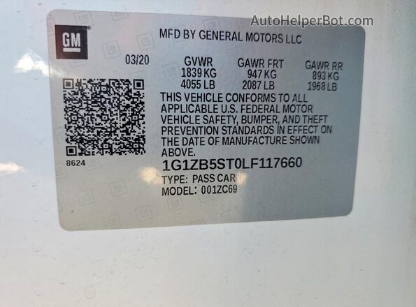 1G1ZB5ST0LF117660 2020 CHEVROLET MALIBU White Engine compartment view